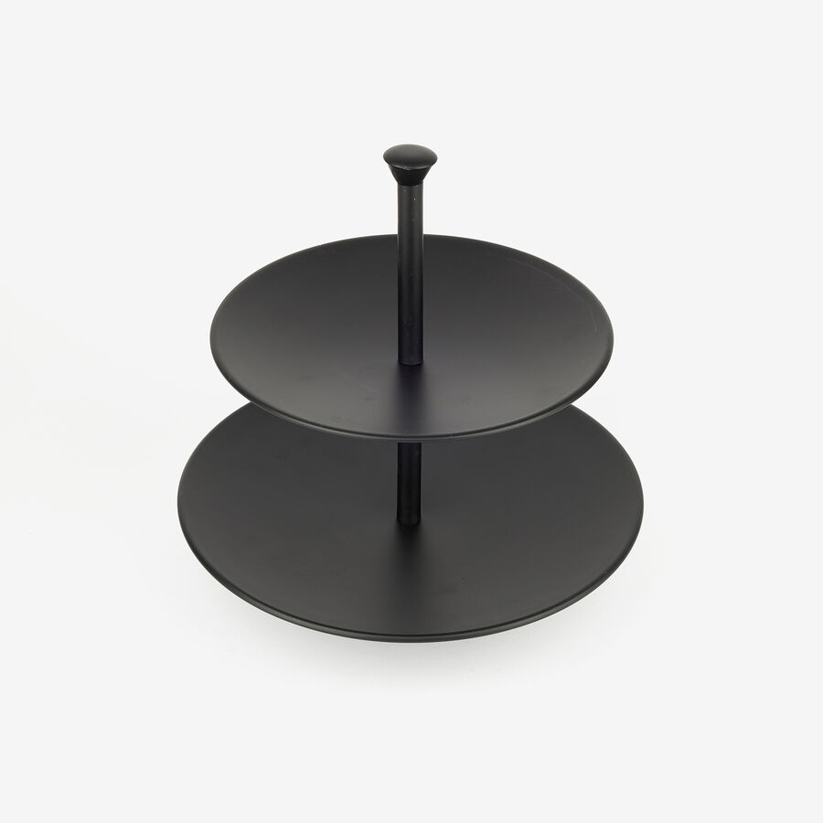 Expositor de porcelana de 2 pisos negro 30cm