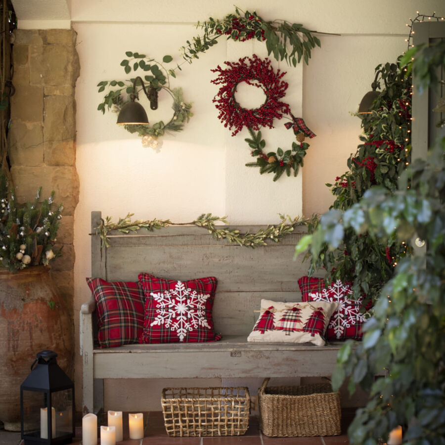 Funda de cojín con Árboles tartán 30x45cm