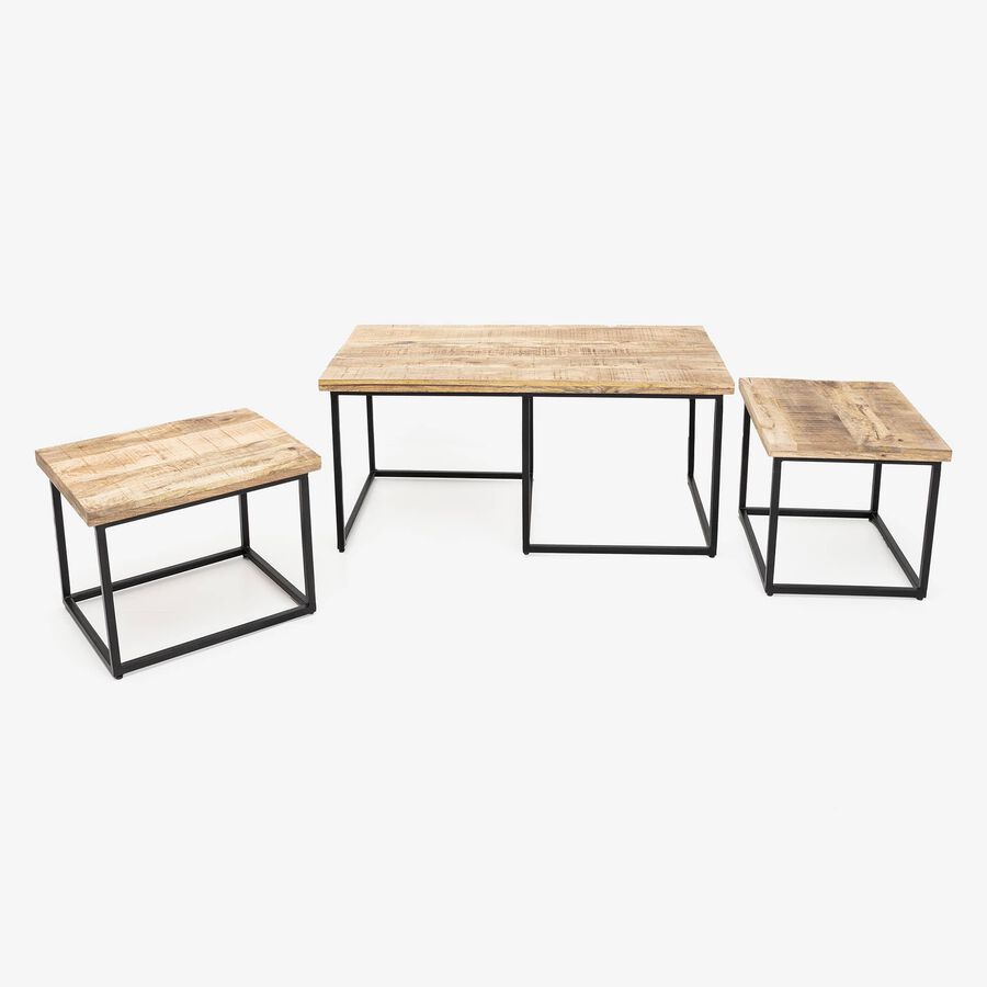 Conjunto de 3 mesas auxiliares de madera de mango Bremen