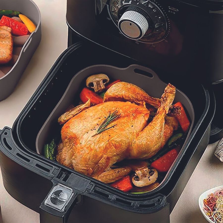 Cesta freidora de silicona gris 19x19x9cm