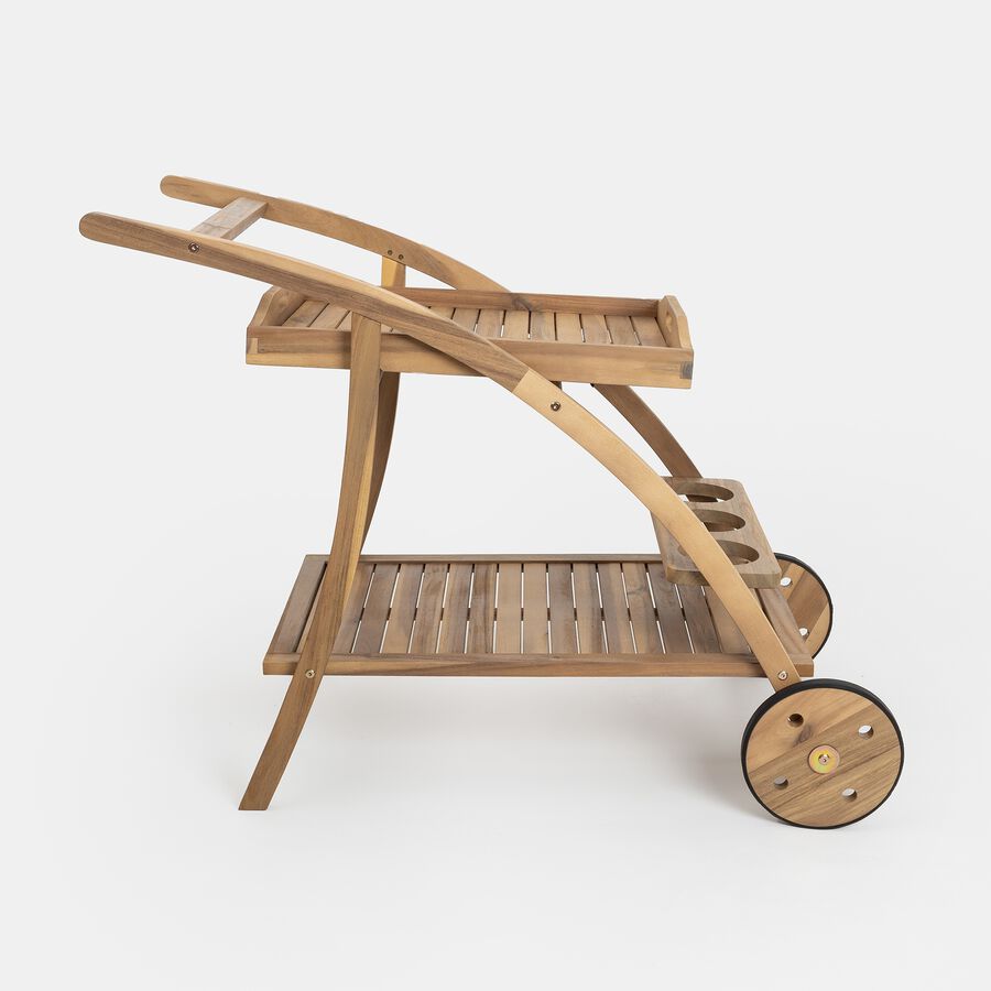 Camarera con ruedas de madera acacia Mykonos 105x56x78 cm