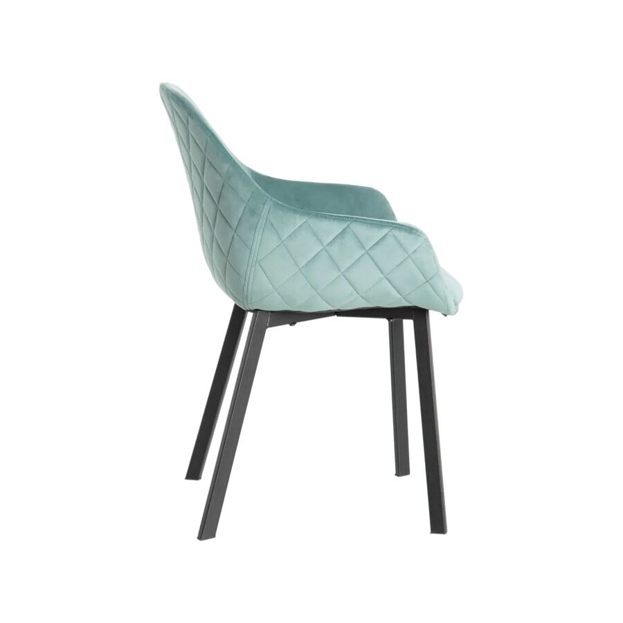 Set de 2 sillas de comedor con reposabrazos velvet verde agua Diana 57,5x53x84,5cm
