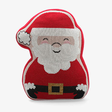 Coj&iacute;n de punto con forma de Pap&aacute; Noel rojo 40x32cm
