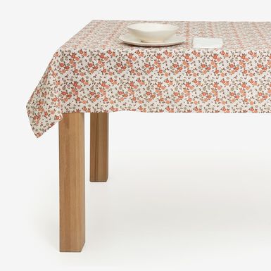 Mantel de algod&oacute;n reciclado melocot&oacute;n Alba 135x250cm