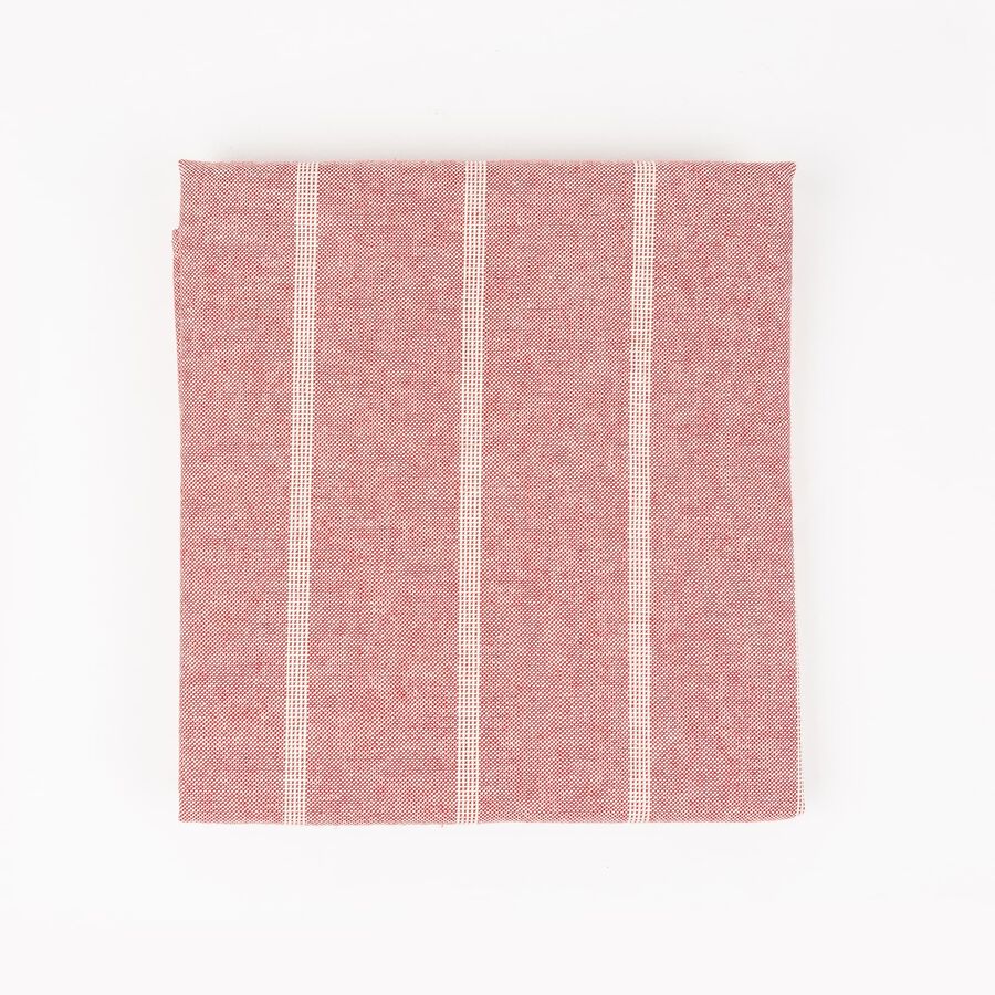 Camino de mesa de algod&oacute;n rojo a rayas 55x140cm