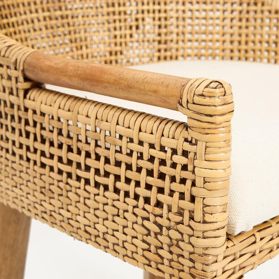 Silla de comedor de madera de mango y ratán Samos 53x56x88cm