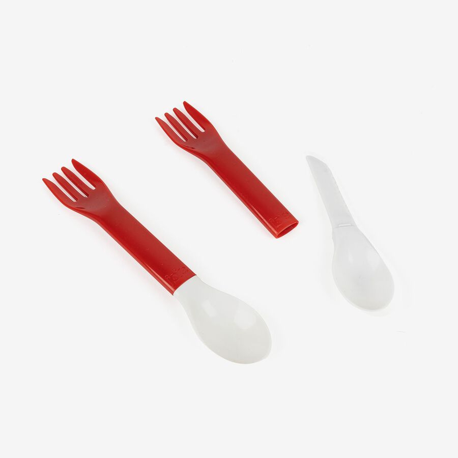 Set de 2 cubiertos 3 en 1 de plástico 19cm