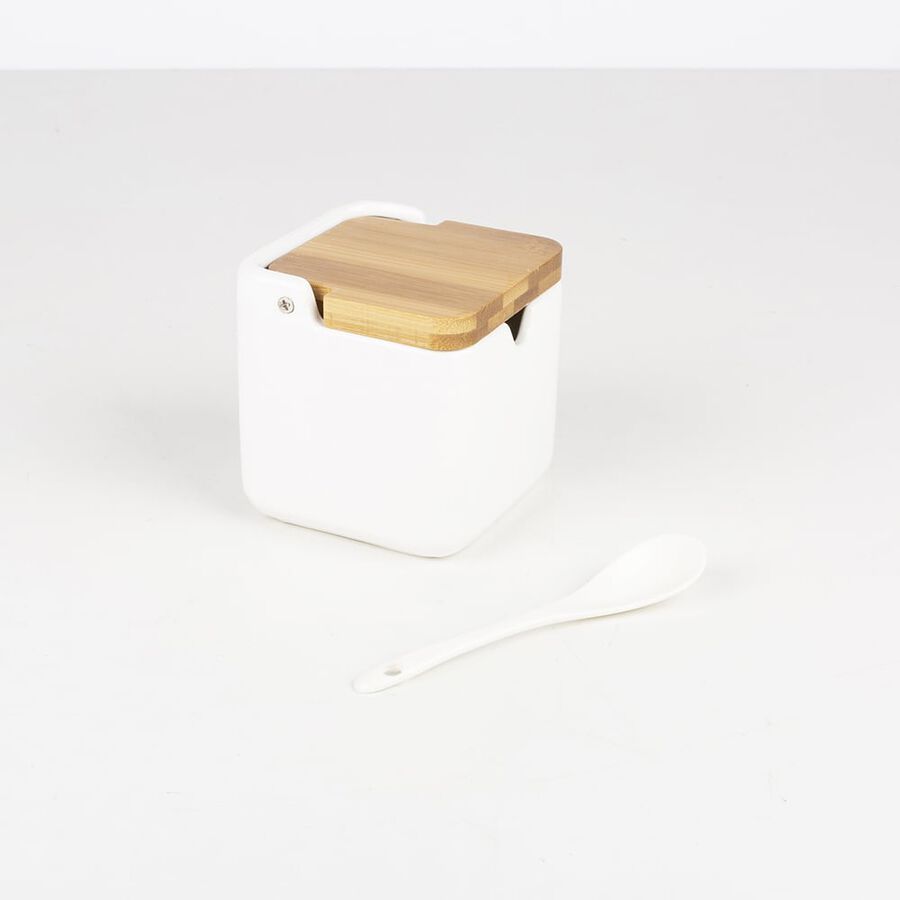 Azucarero/salero de cerámica con tapa de bambú Sel 35cl