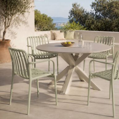 Silla de jard&iacute;n apilable de polipropileno verde Happel 59x55x81cm