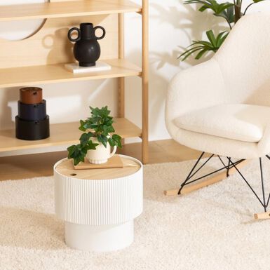 Mesa auxiliar blanca de madera Oria 