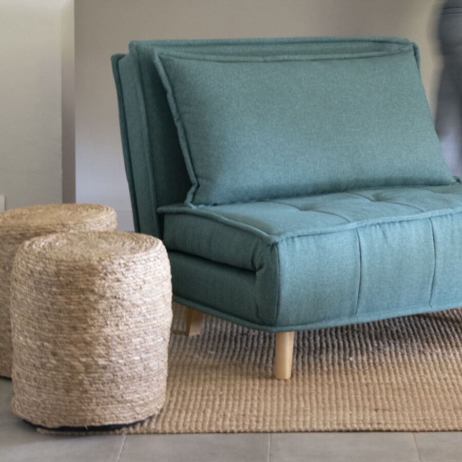 Puf de junco marr&oacute;n Adie &Oslash;34x42cm