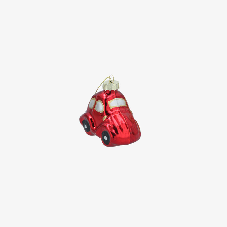 Adorno colgante de coche rojo de cristal 8cm