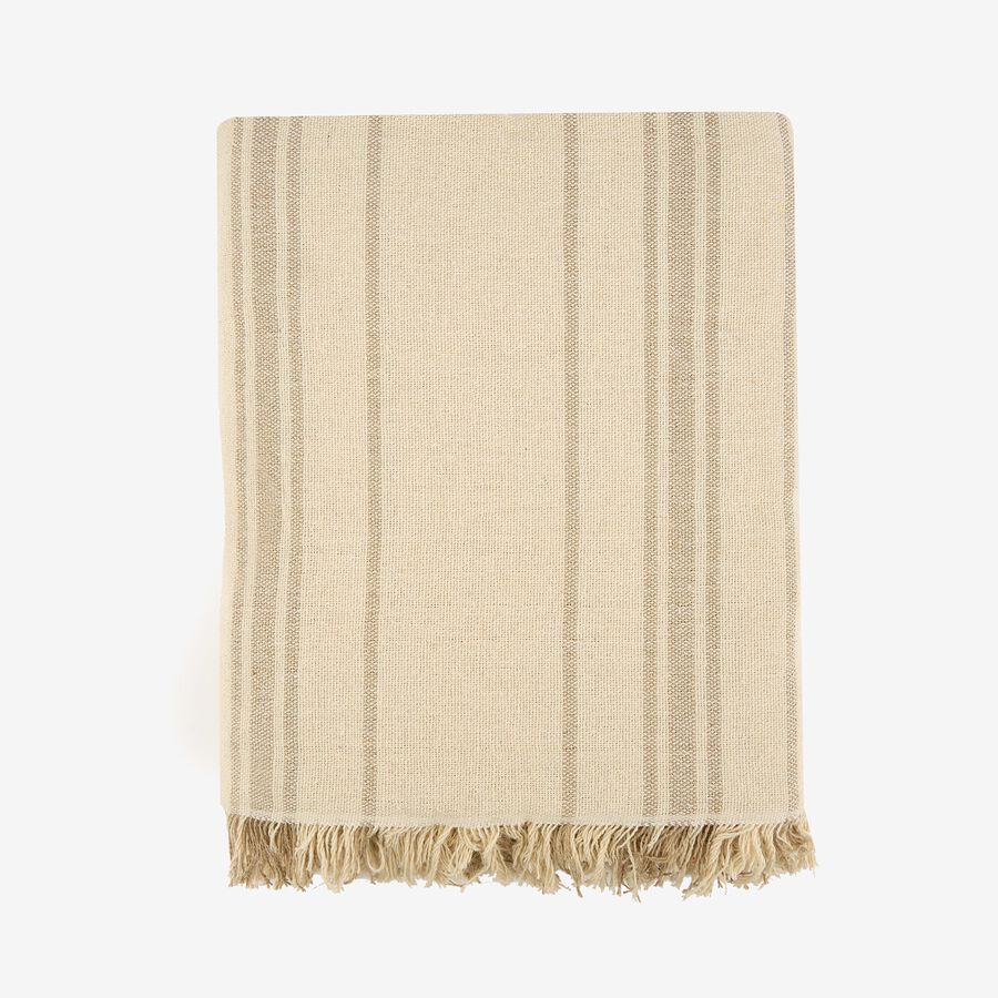 Plaid de rayas beige Niza 125x150cm