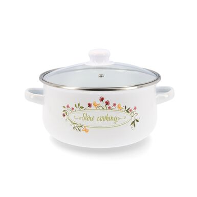 Cacerola blanca de acero esmaltado Slow &Oslash;24cm