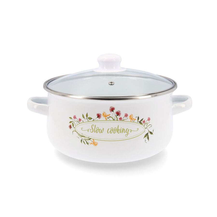 Cacerola blanca de acero esmaltado Slow &Oslash;24cm