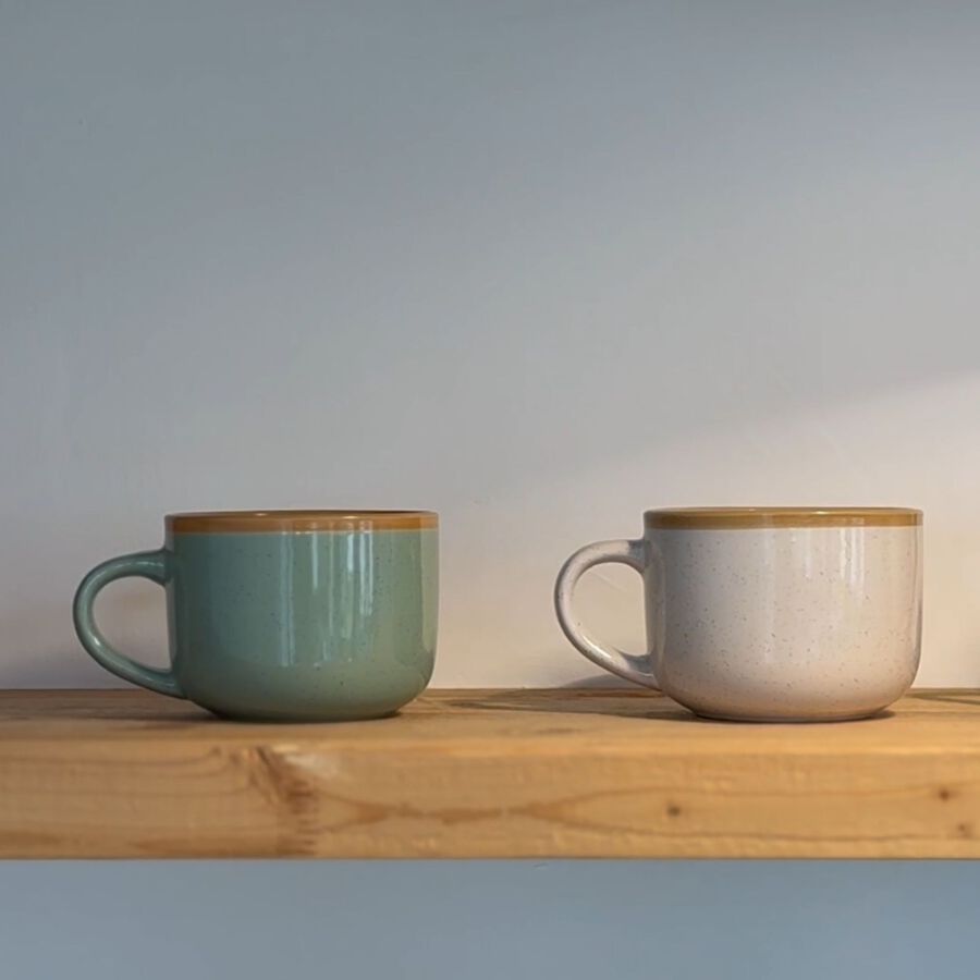 Taza jumbo de gres beige Donia 53cl