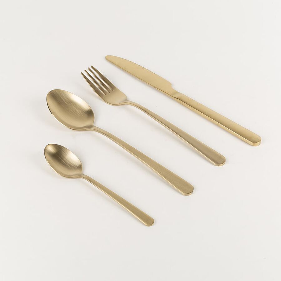 Cuberterí­a de 24 piezas dorada de acero inoxidable