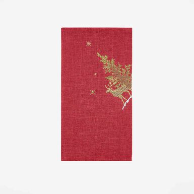Servilleta roja bordada Abetos 45x45cm