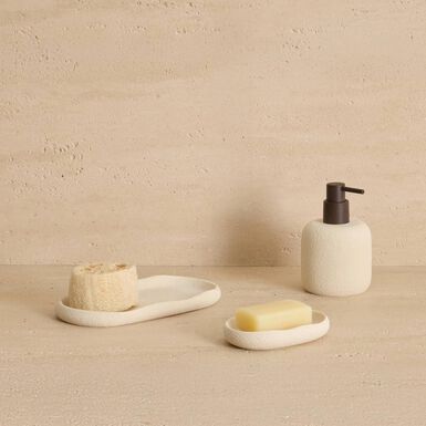 Jabonera Elia de resina beige 13,1x9,2cm