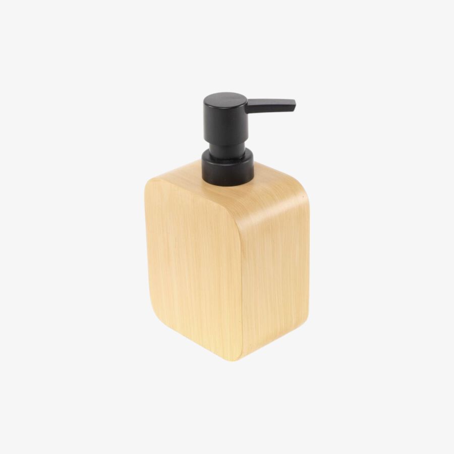Dispensador de jabón de baño de resina efecto madera Mel 16,5cm