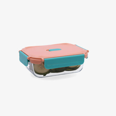 Recipiente herm&eacute;tico rectangular naranja de vidrio Move box 0,65L