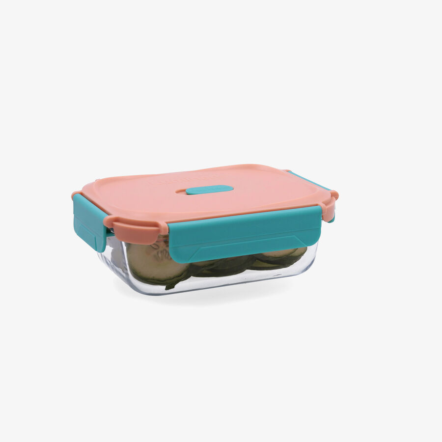 Recipiente herm&eacute;tico rectangular naranja de vidrio Move box 0,65L