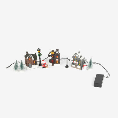 Figura decorativa LED de 10 piezas Pueblo nevado