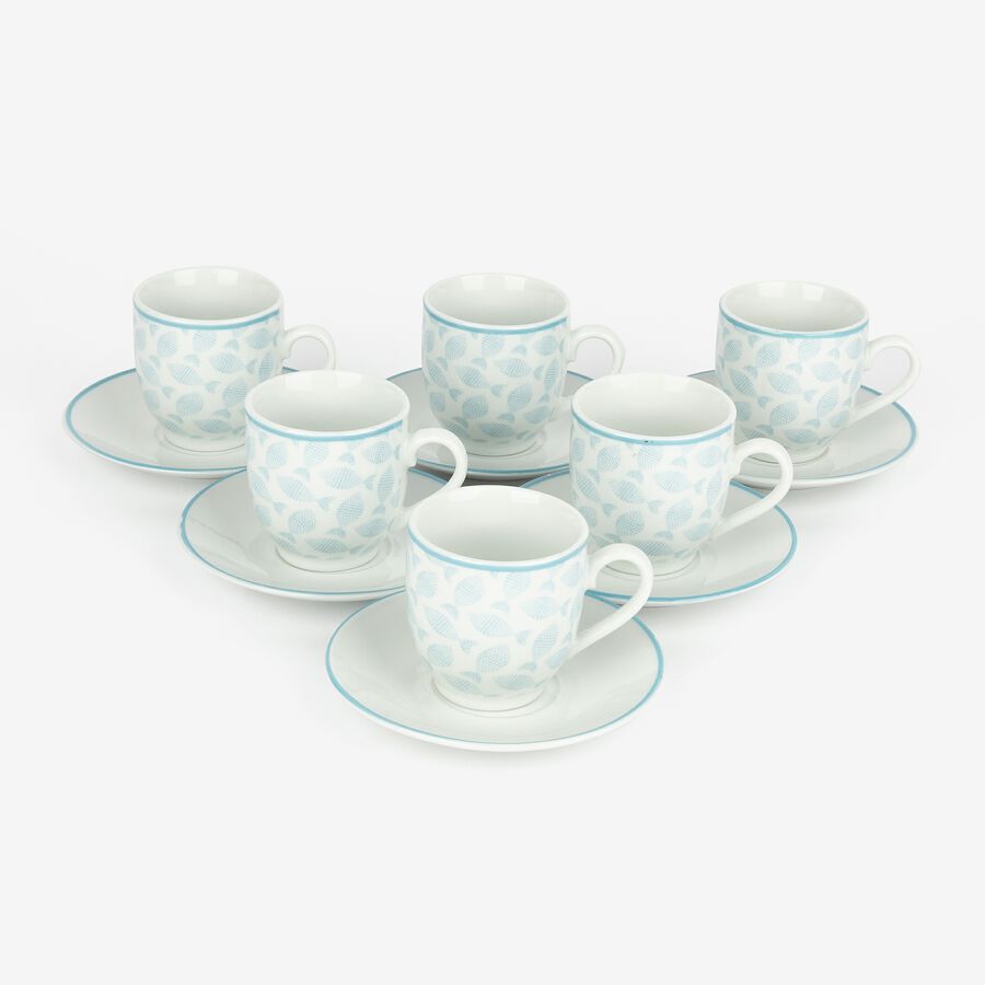 Conjunto de seis tazas de caf&eacute; de porcelana Mediterr&aacute;neo 9cl