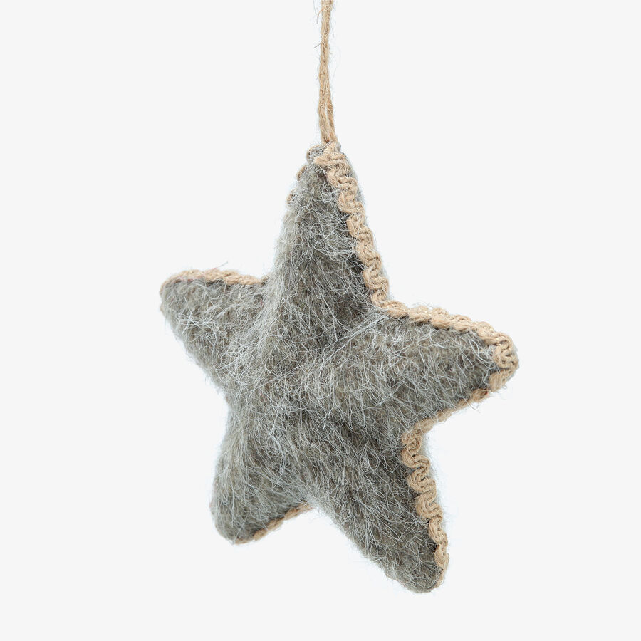 Bola de Navidad de estrella de fieltro gris 11x3x11cm