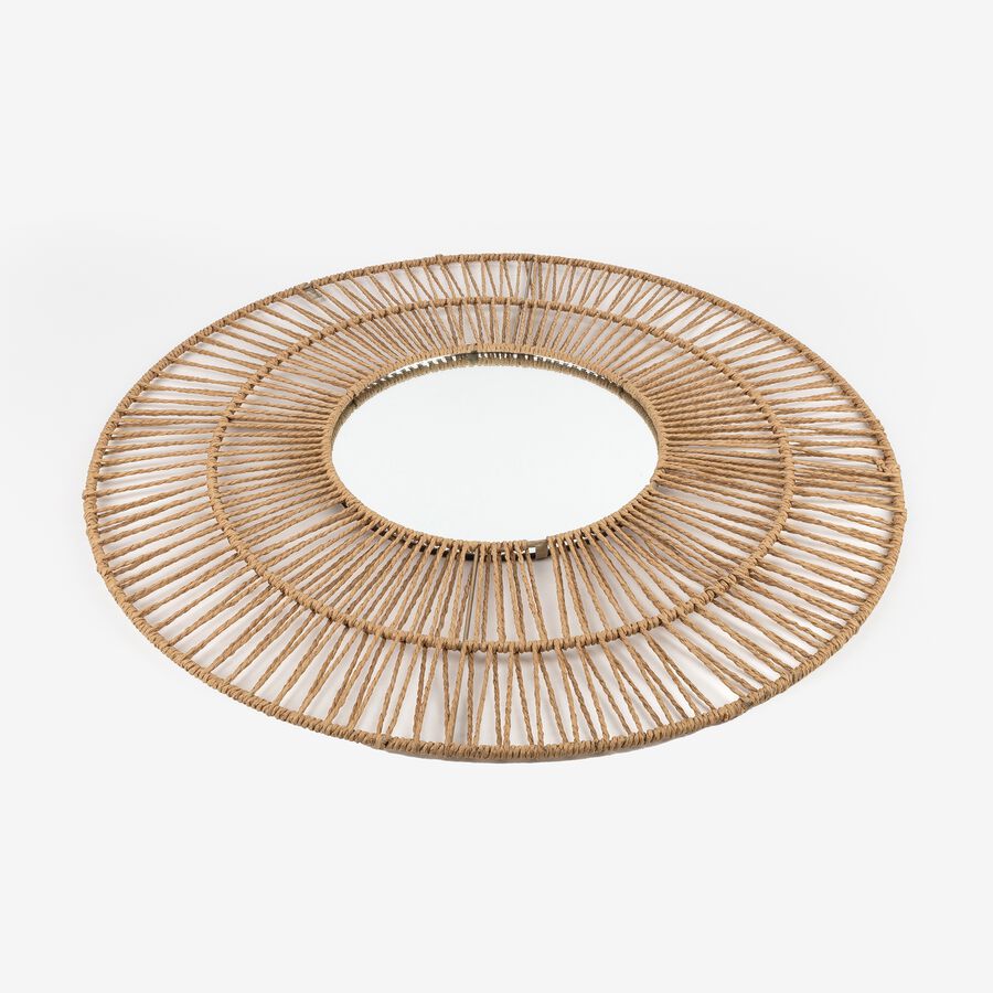 Espejo de pared redondo de rafia de Ø70 cm