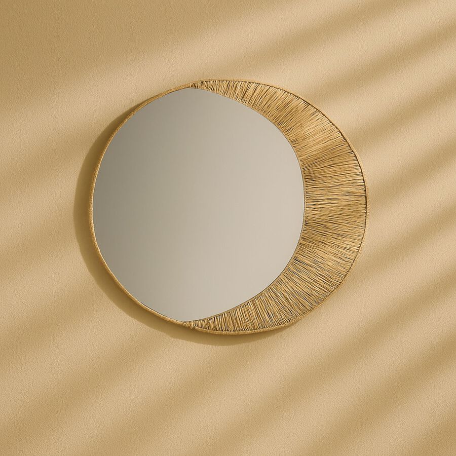 Espejo de pared redondo de yute Luna Ø50cm