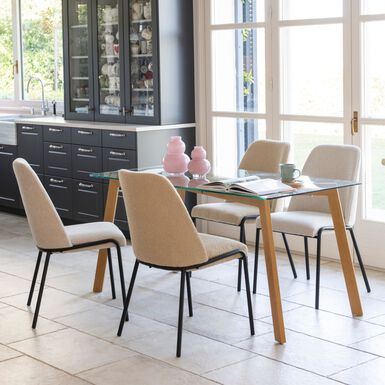 Mesa de comedor de cristal Wood Pattern 150x80x76cm