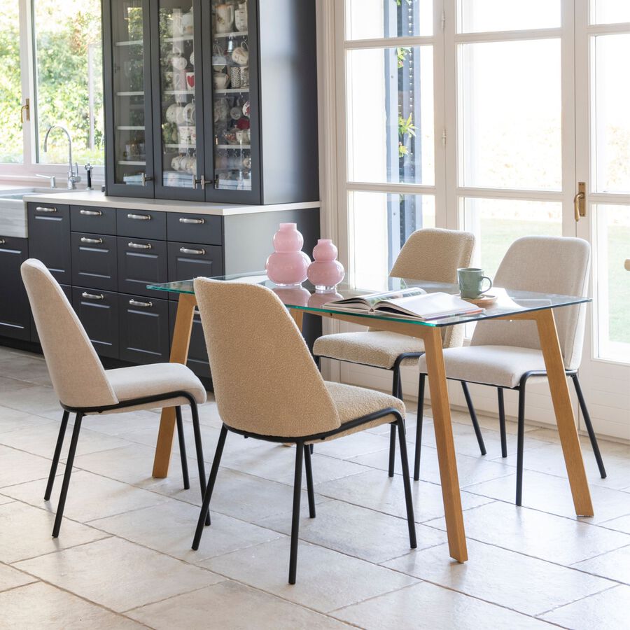 Mesa de comedor de cristal Wood Pattern 150x80x76cm