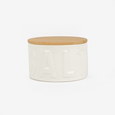 Salero de cerámica y bambú Ø11x7cm