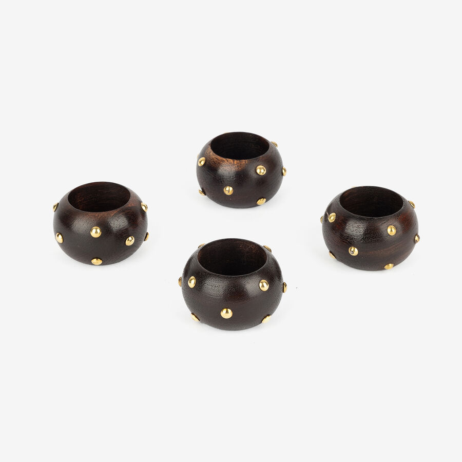 Set de 4 servilleteros negro y dorado &Oslash;5cm