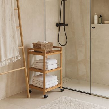 Carro de cocina de bamb&uacute; Isia 46x35x75cm