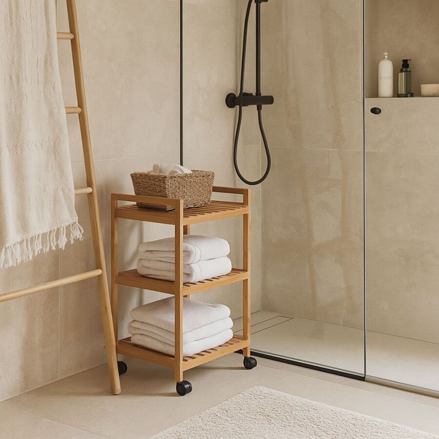 Carro de cocina de bamb&uacute; Isia 46x35x75cm