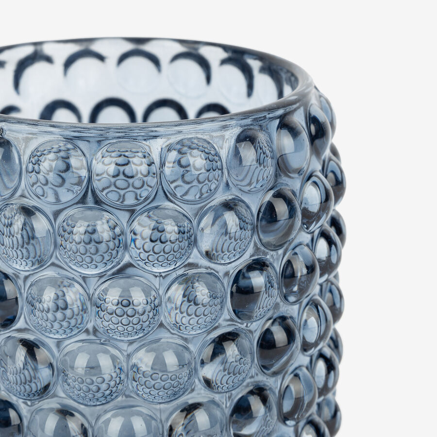 Portavelas de cristal azul Bubble Ø8x8,5cm