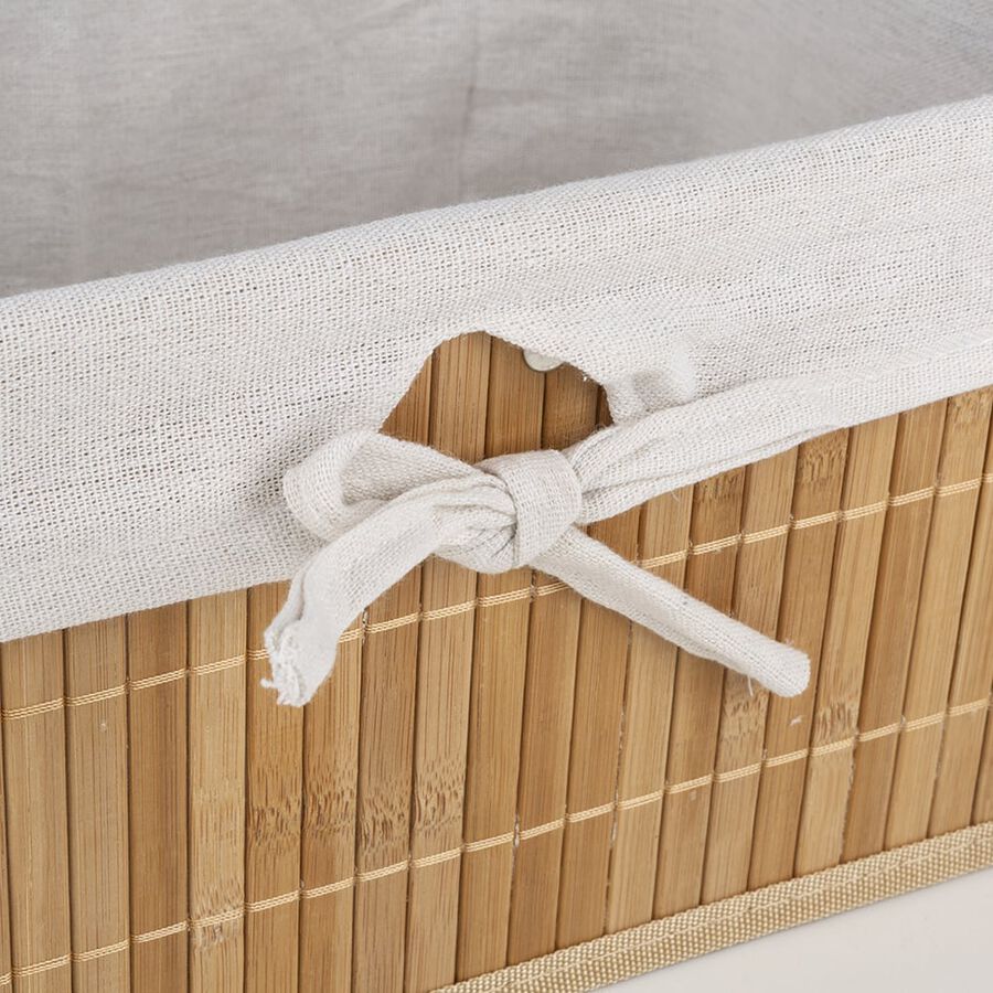 Cesto bambú y lino 24x14x12cm