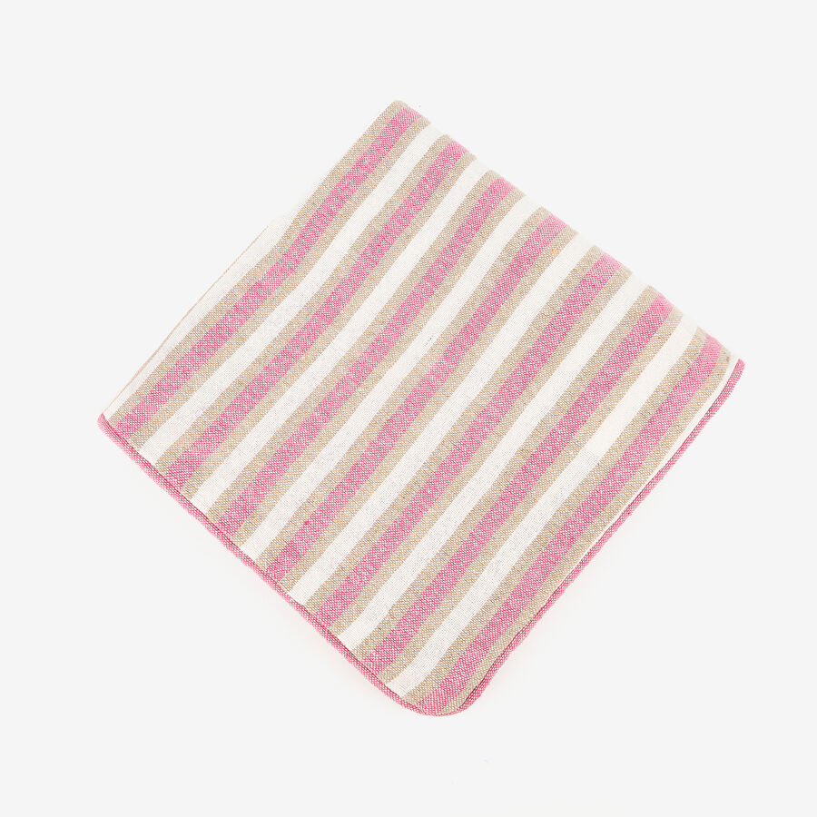 Funda de coj&iacute;n de algod&oacute;n rayas rosas y verdes Marita 45x45cm