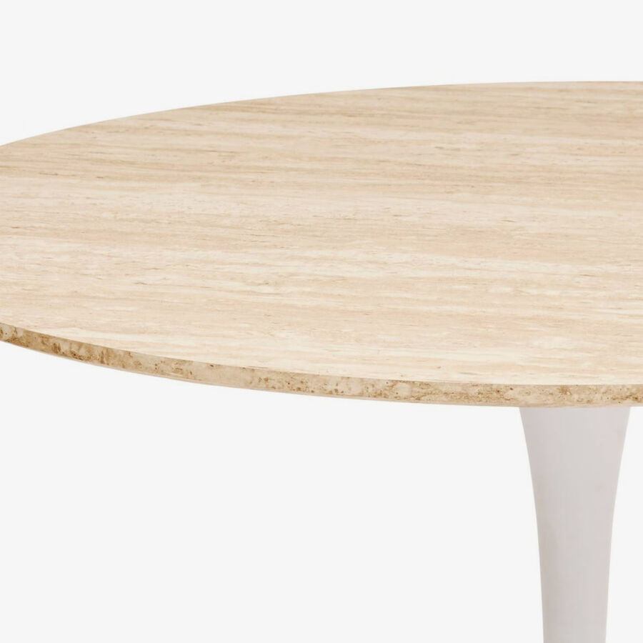Mesa de comedor blanca de madera efecto travertino Joran &Oslash;102cm 