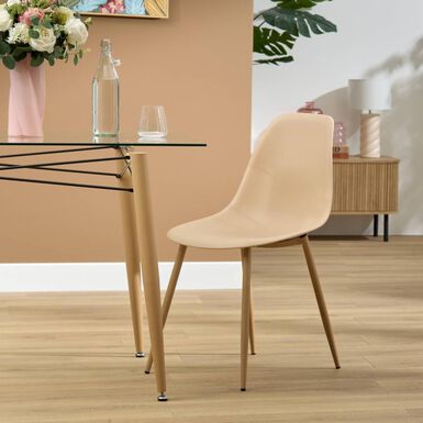 Silla de comedor de polipropileno beige Orel 