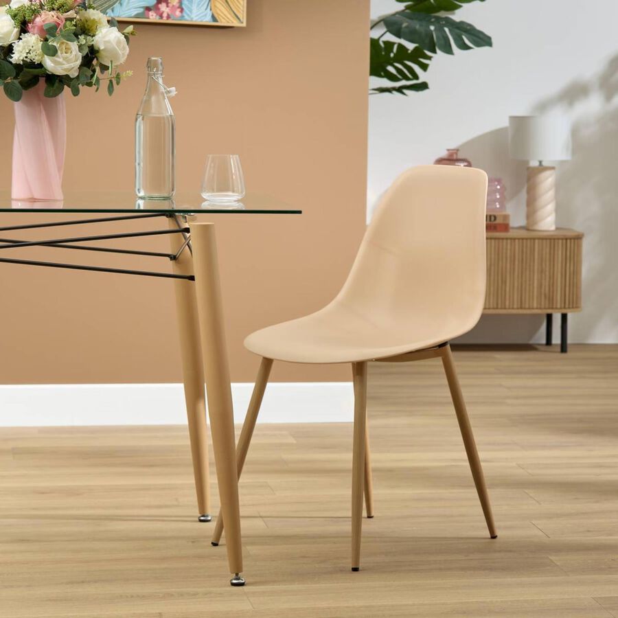 Silla de comedor de polipropileno beige Orel 