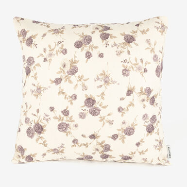 Funda de coj&iacute;n de algod&oacute;n reciclado floral morado 45x45cm