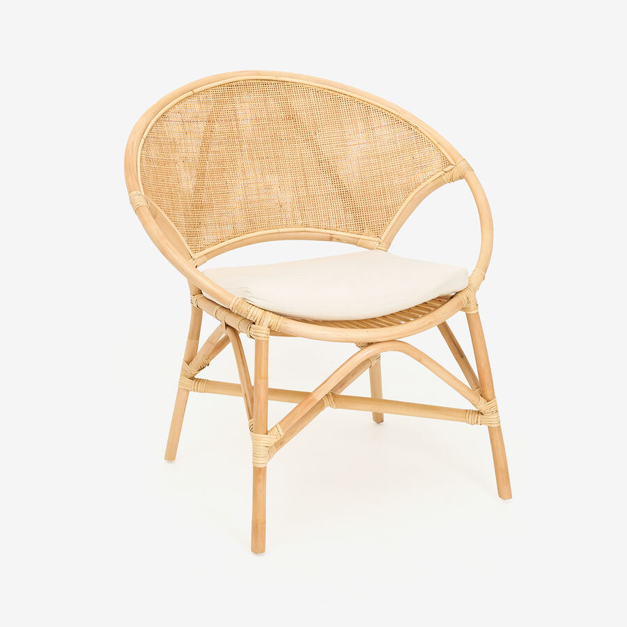 Silla de comedor de ratán beige Milos 77x70x84cm