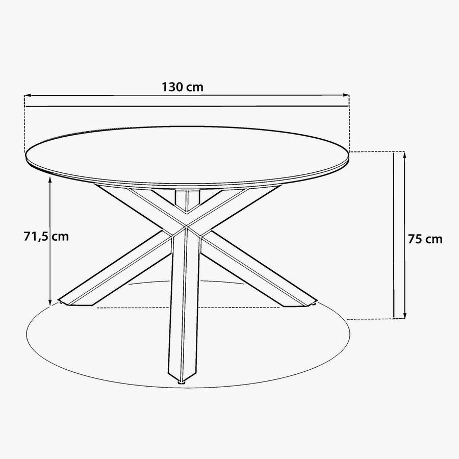 Mesa de comedor de jard&iacute;n de aluminio crema Oryxa &Oslash;130x75cm