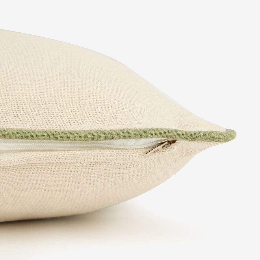 Funda de cojín beige con rayas verdes Niza 30x45cm
