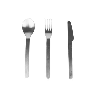 Set de 3 cubiertos de mesa de acero inoxidable con funda