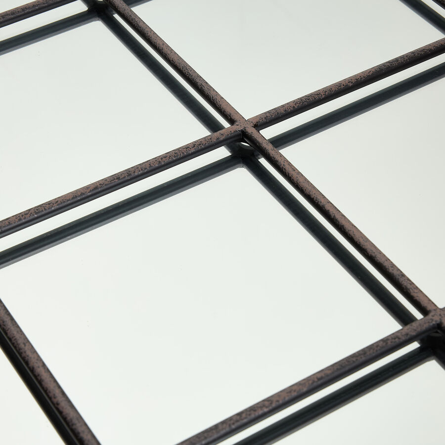 Espejo de pared ventana de metal y madera MDF acabado envejecido No&eacute; 90x90x2cm