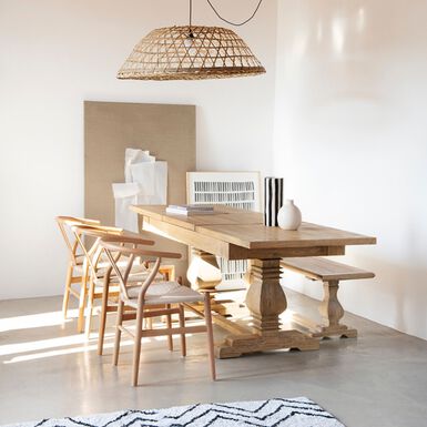 Mesa de comedor extensible de madera de olmo reciclada Toulouse 160/220x80x76cm